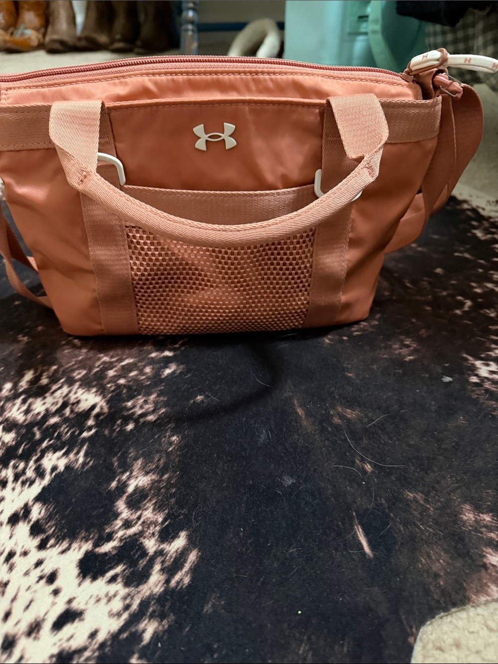 Mini Under Armour Coral Pink Shoulder Tote with Mesh Pocket
